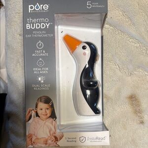 Thermo Buddy Penguin Ear Thermometer - Black and Orange